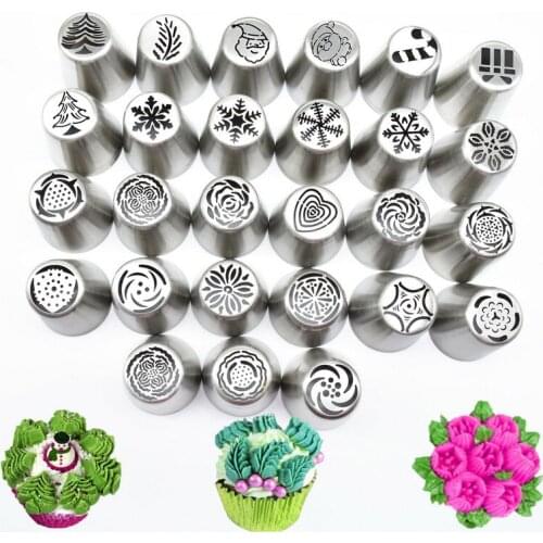 1PC NEW Chiristmas Santa Claus Tree Icing Piping Russian Easy Flower Nozzles Stainless Steel Cake Cookie Decoration LIXYMO