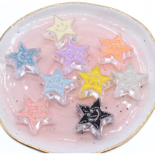 10pcs Drop Oil Transparent Acrylic Star Shape Beads For Jewelry Making DIY Accessories
