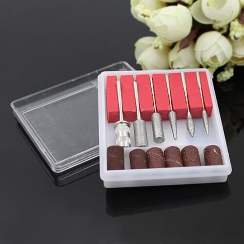 12pcs Professional Nail Art Beauty Salon Manicure Drills Files Bits Tool Set Kit with plastic Case 5WA2 7H4Z