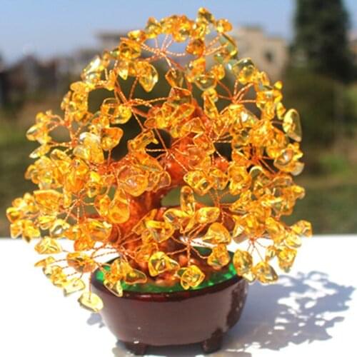 160-170mm NATURAL Yellow crystal quartz gemstone TREE REIKI Healing