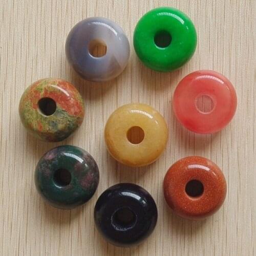 2015 Fashion top quality mixed natural stone abacus shape big hole beads For Bracelet or necklace making 8pcs/lot wholesale