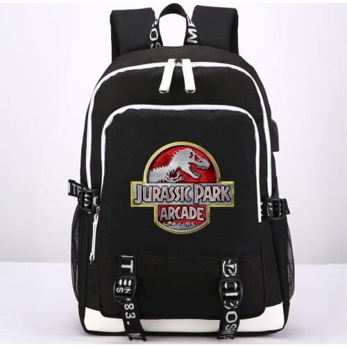 2020 Jurassic Pony Dinosaurs Skull USB Headphone Jack Boy Girl School Bag Women Bagpack Teenagers Canvas Men Backpack Packsack