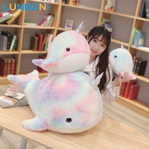 28/45cm Cute Unicorn Fish Doll Colorful Narwhal Plush Toys Stuffed Whale Soft Animals Pillow for Baby Girls Kids Birthday Gift