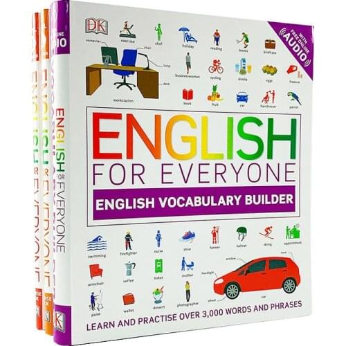 3 Books DK English For Everyone COURSE BOOK Level 1&2 Vocabulary Builder Grammar Explanations,Practice Exercises Kids Learning