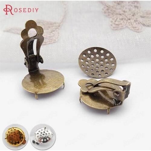 31670)10 Sets 12MM 16MM Antique Bronze Brass Combinable Round Earrings Clips Diy Jewelry Findings Accessories wholesale