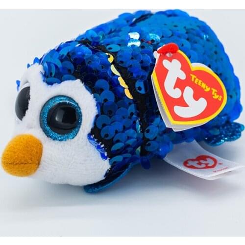4" Teeny Ty Flippables Sequin Beanie Boos Payton the Penguin Plush Stuffed Animal Collectible Soft Doll Toy Christmas Gift