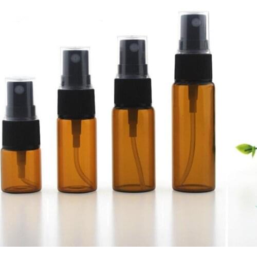 5ml 10ml 15ml 20ml Amber Glass Spray Bottle with Black Fine Mist Sprayers for Essential oil aromatherapy perfume F20171286