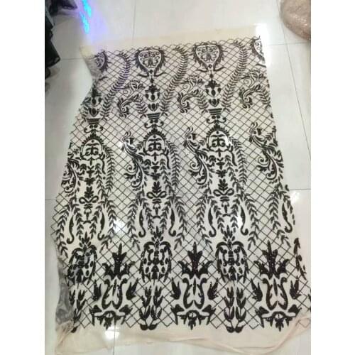 5yards /lot mm0125 black/red/rose gold sequin embroidery net mesh lace fabric for evening dress/wedding