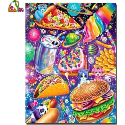 5D DIY Diamond Painting Fantasy Abstract Pizza Burger Food Full Square Round Diamond Embroidery Wall Art Kitchen Home Decor