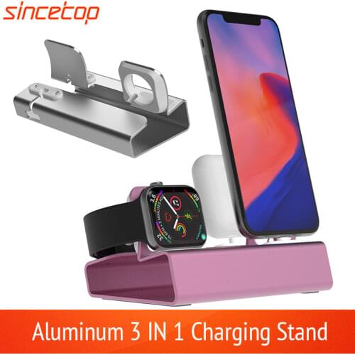 Aluminum 3in 1 Charging Dock For iPhone 11 Pro XR XSMax 8 7 6 For Apple Watch Airpods Charger Holder Mount PD Stand Dock Station