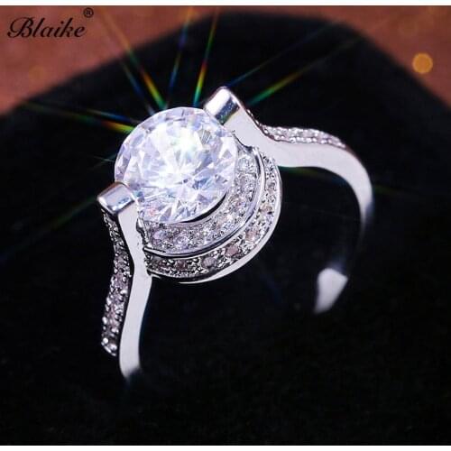 Blaike Silver Color Rings For Women Unique Hanging Zircon Designer Ring Wedding Engagement Jewelry Birthday Gifts