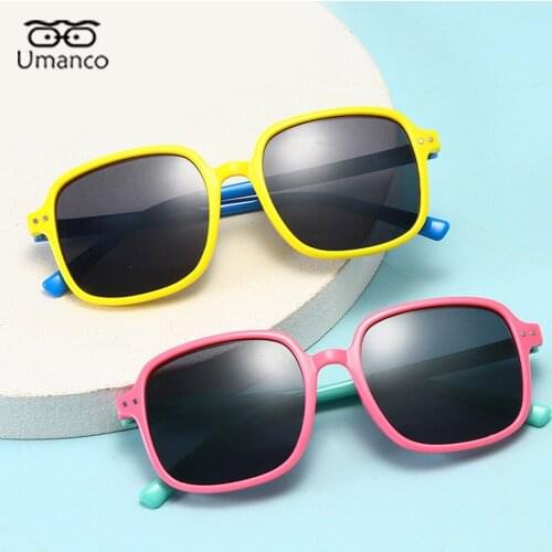 Big Square Polarized Sunglasses for Children Kids TPEE Silicone Frame TAC Lens Sun Glasses For Boys Girls Teens Beach Travel