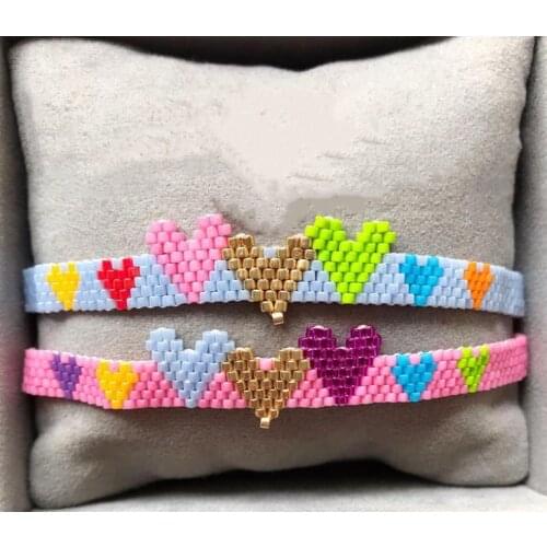 Heart Bracelet Women Love Jewelry Pulseras Mujer Moda Cuff Bracelets Hadndmade Loom Beads Friend Gifts