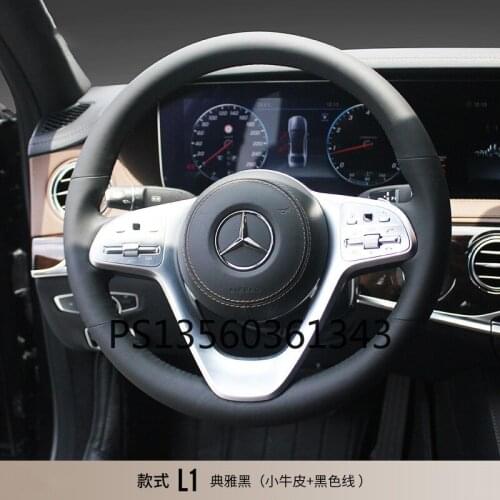 DIY hand-stitched steering wheel cover fit for Mercedes-Benz A-Class B-Class C-Class c200l glc260l gla20 leather handle cover