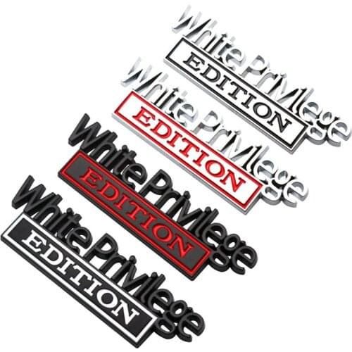 Metal White Privilege Edition Emblem Badge 3D Raised & Strong Adhesive Car Decals Suitable for All Vehicles
