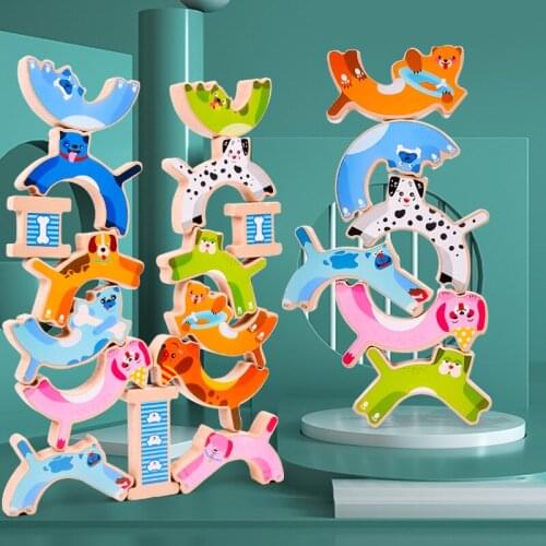 Wooden Animal Balance Building Blocks Diy Stacking High Game Wooden Toys Wooden Blocks Kids Educational Toys For Children Gifts
