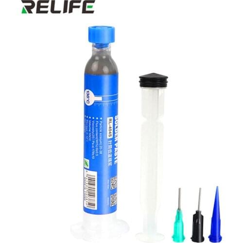 RELIFE RL-404S Solder Paste Lead-free138C Low Temperature 10CC Tin Liquid BGA Soldering Fluxes Rework Repair Welding Flux Paste