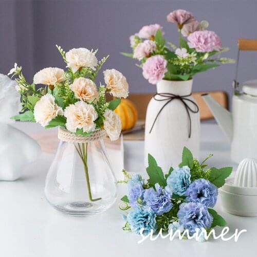 Carnation Simulation Bouquet Mothers Day DIY Fake Flower Arrangement Craft Living Room Wedding Festival Decoration