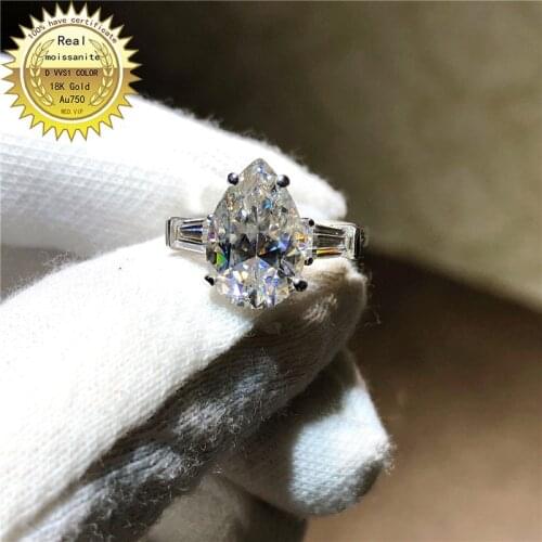 100%18K goldr ring 2ct DVVS moissanite ring Engagement&Wedding Jewellery with certificate 0024