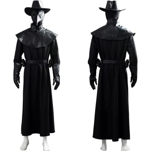 Plague Doctor Cosplay Costume Long Robe Cape Outfits Steampunk Plague Doctor Cosplay Costume Halloween Carnival Costume Made