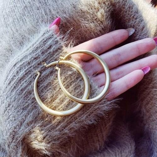 Exaggerate Big Smooth Circle Hoop Earrings Brincos Simple Party Round Loop Earrings for Women Jewelry