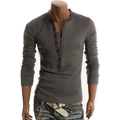MenS Solid Casual T-Shirts Long Sleeve V-Neck Slim Fit Soft Comfortable Autumn Winter Clothes