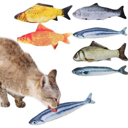 3D Fish Shape Pet Soft Plush Cat Toy Interactive Gifts Fish Catnip Toys Stuffed Pillow Doll Simulation Fish Playing Toy For Pet