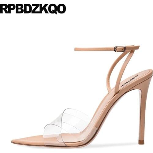 Pumps Pvc Famous Brand High Heels Luxury Shoes Women Designer Sandals Ankle Strap Transparent Ladies Slingback Stiletto Nude