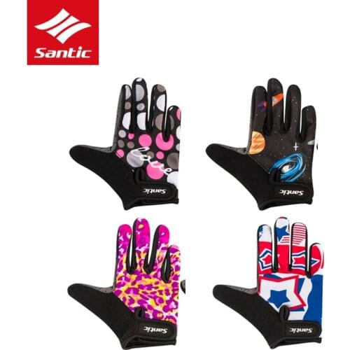 Santic Anti-slip Kids Gloves Full Finger Boys Girls Balance Bike Gloves Breathable 3-8 Years Childrens Bicycle Gloves 4 Style