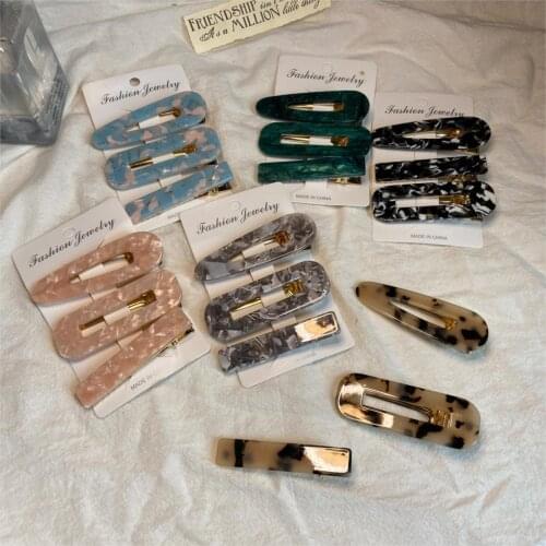 New 3PCS/Set Fashion Leopard Acetate Geometric Hair Clips For Women Girls Headband Sweet Hairpins Barrettes Hair Accessories Set