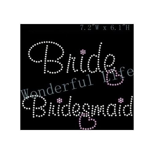 New product free shipping white crystal Bride Iron On Rhinestone Transfer Bride and bridemaid Wedding Dress Motif Wholesale