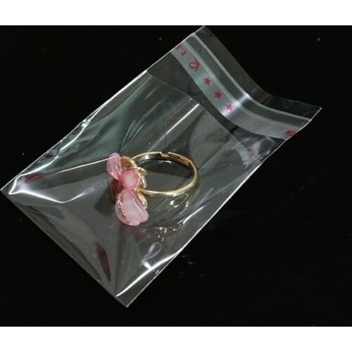 Clear 200pcs 5x8cm+2cm Mini Transparent Clear Self Adhesive Seal Plastic Bag Jewelry Beads Gift Plastic Ploy Bags opp Bag