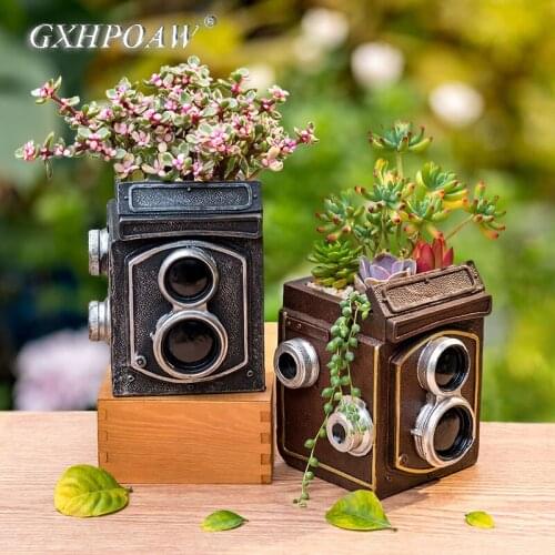 Retro Camera Eighties Flower Pots Creativity Desktop Video Camera Flower Arrangement Container Vase Home Crafts Potted Ornaments