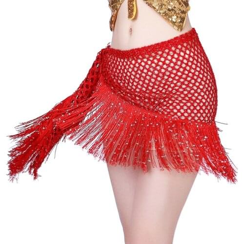 Sequins Tassel Belly Dance Hip Waist Scarf Tassel Hip Scarf Women Belly Dancing Belts Costumes Accessories Hollow Out Hip Scarf