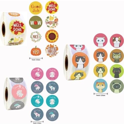 Lovely Cat Elephant Stickers Sealing Labels Reward Sticker for School Teacher Cute Animals Kids Stationery Sticker Gift Decor