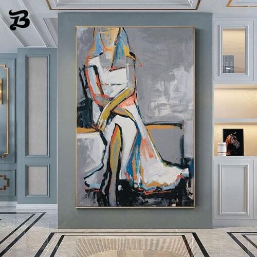 Modern Abstract Figures Canvas Oil Paintings Wall Art Hand Painted Nude Portrait Wall Pictures for Living Room Wall Decoration