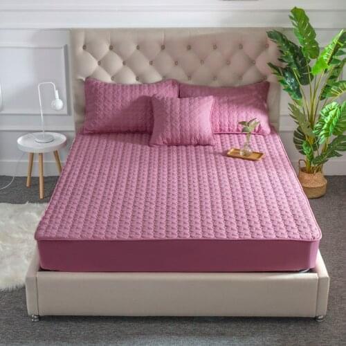 Thicken Quilted Mattress Cover 135*190*30cm Quilted Bed Fitted Bed Sheet Anti-Bacteria Mattress Topper Pink Bed Pad Protector