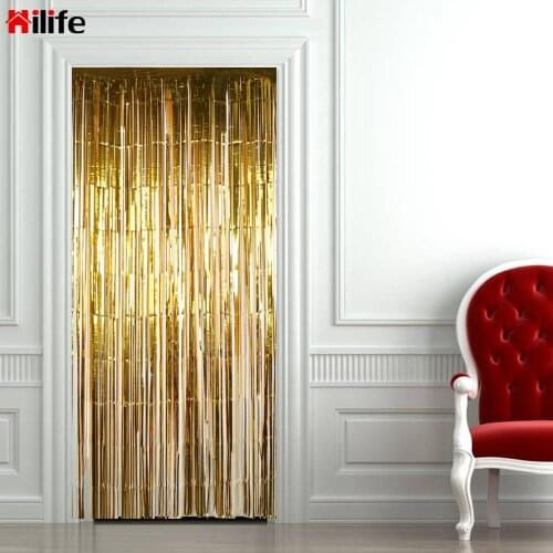 Flash Line Door Curtain Home Textile Window Room Divider Shiny Tassel String Valance Home Decoration