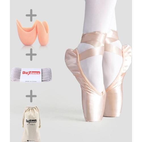 Women Ballet Dance Shoes Child and Adult Ballet Pointe Dance Shoes Professional with Ribbons Shoes Satin Canvas Shoes Sneakers