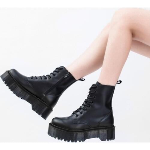 Women Winter Warm Boots Fashion Platform Boot Female Thick Ankle Shoes High Quality Genuine Leather Boots Goth Zapatos De Mujer