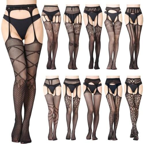 Woman Sexy Lingerie Pantyhose Erotic Stockings Jeans Hole Bottoming Mesh Open Crotch Fishnet Erotic Socks Intimate Goods