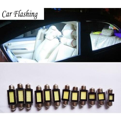 Car Flashing 10Pcs 31mm 36mm 39mm 42mm COB LED White Dome Festoon CANBUS Error Free Interior Car Auto Reading Light Parking Lamp