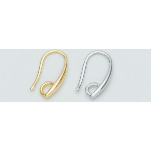 10pcs Gold/ Rhodium plated Brass Earring Hooks 15mm, Polished Earwires Ear Hooks (GB-319)