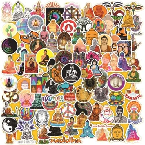 TD ZW 100Pcs Buddhist Culture Stickers For Suitcase Skateboard Laptop Luggage Fridge Phone Car Styling Sticker