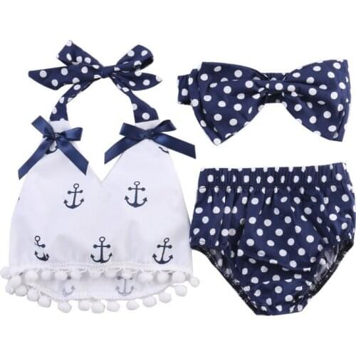 3pcs New Arrival Newborn Cotton Rompers Dot Infant Baby Girl Bowknot Headband+Dot Top+Dot Shorts+ Outfit Clothes 0-2 Years Girls