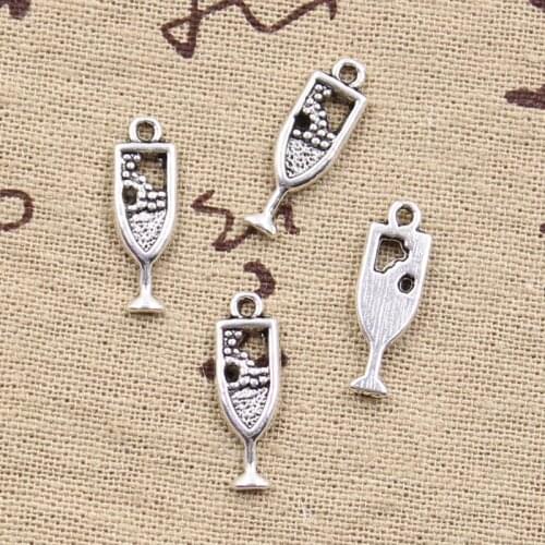 30pcs Charms Wine Glass 20x6mm Antique Pendant fit,Vintage Tibetan Silver color,DIY Handmade Jewelry