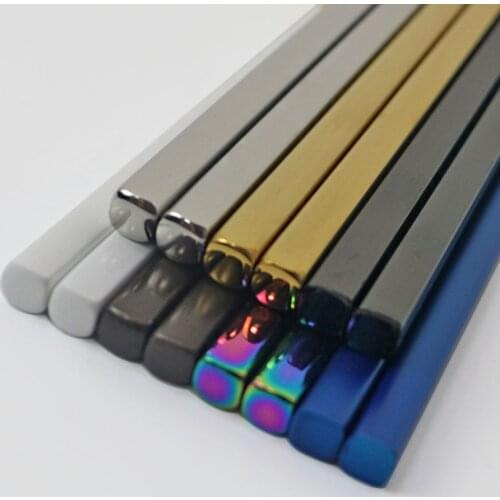 304 Stainless Steel Durable Eco Friendly Rainbow Colorful Chopsticks Metal Chinese Reusable Kitchen Dinner Tableware