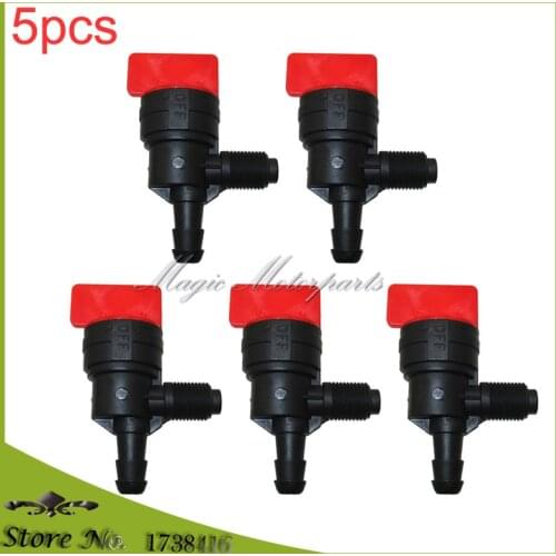 5pcs 90 Degree Inline Gas Fuel Shut Off Valve Petcock For Briggs & Stratton 399517 698182 Outlet for 1/4" ID fuel line