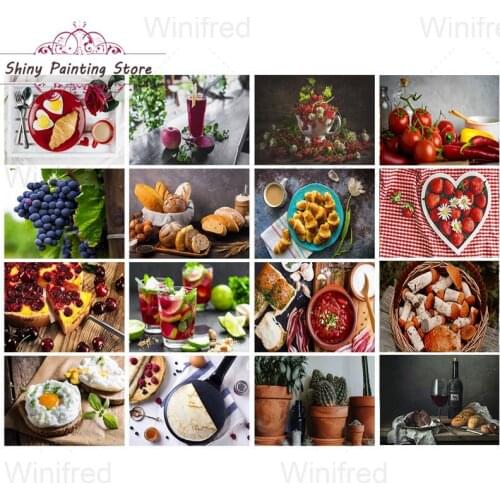 5D Breakfast Diamond Painting Delicious Food and Fruit Mosaic Cross Stitch DIY Diamond Embroidered Kitchen Dining Room Decor