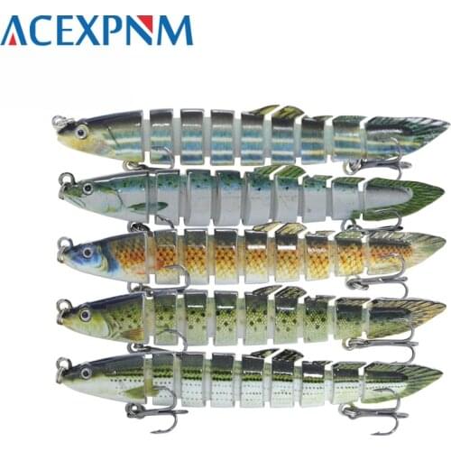ACEXPNM 9 Section 13CM Multi Jointed SwimBait Lifelike Bass Trout Hard Fishing Lure Crankbait Fresh Salt Water 6# Treble Hooks